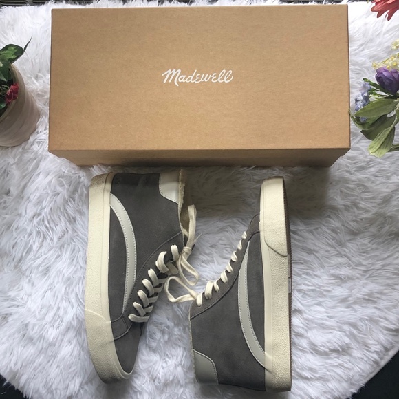 Madewell High-Top Sneakers Suede and Sherpa.  Gray and White.  Size 7 - Picture 6 of 8